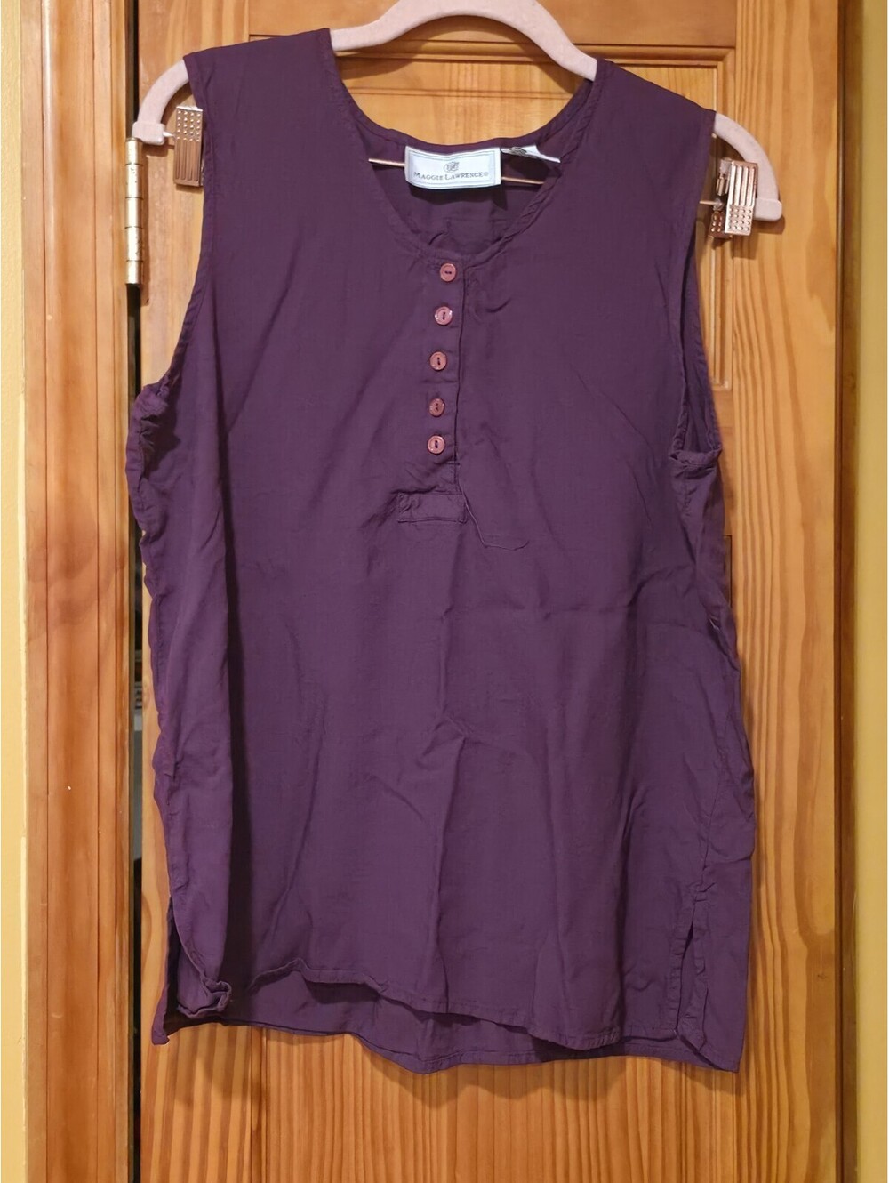 SIZE LARGE MAGGIE LAWRENCE TOP Tunic Pullover Purple sleeveless dress shirt L
